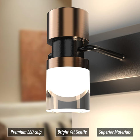 2 LED Bathroom Vanity Light Fixtures, Light Black and Gold Wall Sconces Lighting, Modern Bathroom Light Fixtures, Led