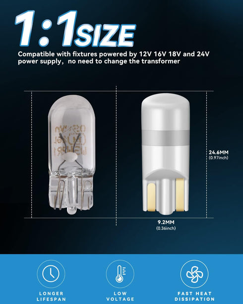 Keiurot House Number Light Bulb 194 193 LED Replacement Kit, White, 10-30Volt AC/DC, 4 Pack