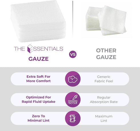 1000 Count 4x4 4-Ply The Essentials Gauze Pads - Soft Non Sterile Non Woven Dental Sponges - Esthetic Wipes - All