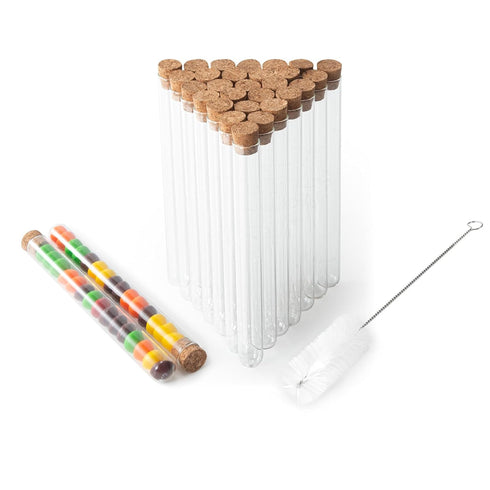 30pcs 35ml Glass Test Tubes 20 x 150mm with Cork Stoppers and Brush for Scientific Experiments and Plant Propagation