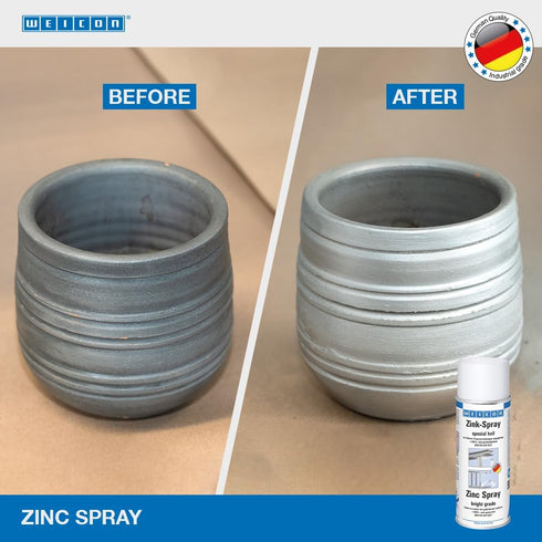 WEICON Zinc Spray - 400 ml Fast-Drying, Heat-Resistant Primer for Metal, Matt Grey