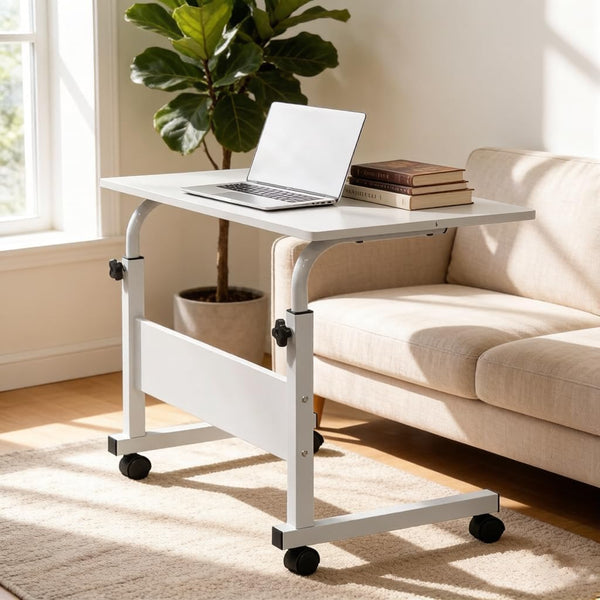 NAICKUC Standing Desk - Side Table Adjustable Height, Portable Laptop Cart, C-Shaped Bed