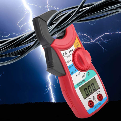 Digital Clamp Meter, Amp Voltage Multimeter Auto Ranging AC DC Measures Current Tester Continuity Temperature Capacitance Resistance Diodes Non Contact Detection Alligator Clips Electrican