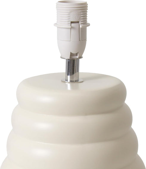 LT1168-CRM 12.68" Simple Designs Chic Glow Mini Stacked Ceramic Table Lamp, Monochromatic Fabric Shade, Small Accent