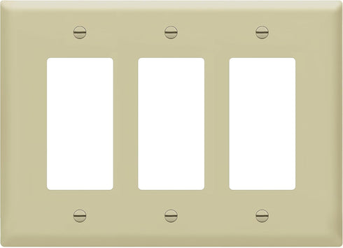 ENERLITES Decorator Light Switch or Receptacle Outlet Wall Plate, 3-Gang, Gloss Finish, Mid-Size, Ivory