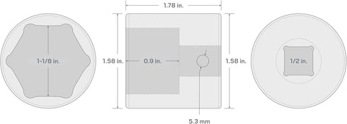 TEKTON 6-Point Impact Socket, 1/2 Inch Drive x 1-1/8 Inch | SID22029