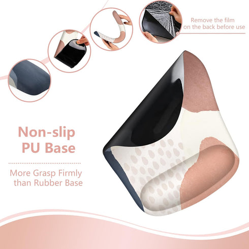 HAOCOO Mouse Pad with Wrist Rest, Gel Wrist Rest Combo for Computer Keyboard and Mouse Pad Set, Pink Boho Ergonomic