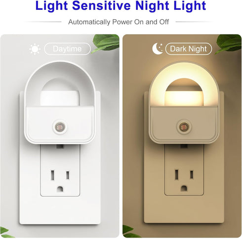 YRWXZYO 6 Pack Night Light Plug in, LED Nightlights with Smart Dusk to Dawn Nightlight, Plug into Wall Nightlights