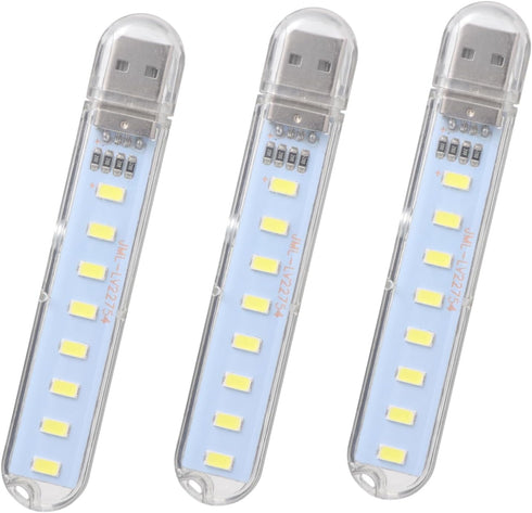 3 Pcs USB Rechargeable LED Night Lights Portable Table Lamps with White
