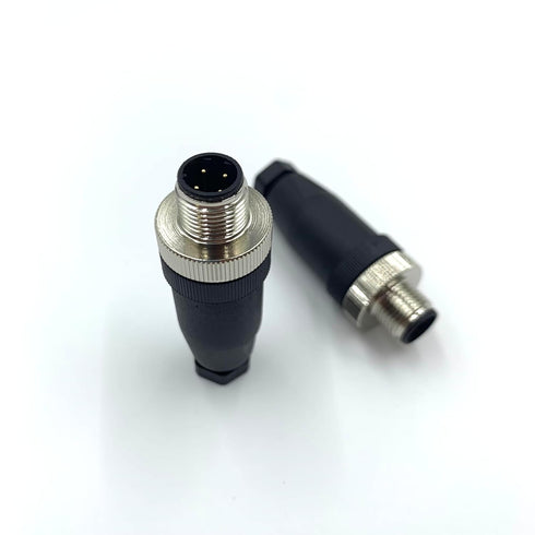 2Pcs M12 4 Pin Male Circular Connector, D Code Industrial IP67 Waterproof Sensor Straight Type Adapter