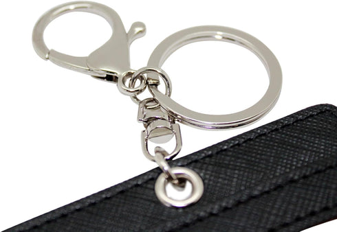 Boshiho Vertical Style Leather ID Card Badge Holder with Keychain