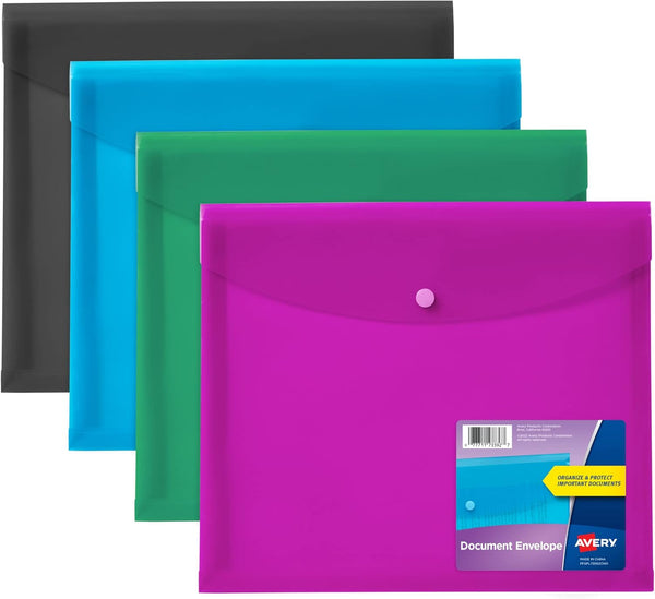 Avery Document Holder Envelope, Holds 450 Letter/A4-Size Sheets, 4-Pack (73556)