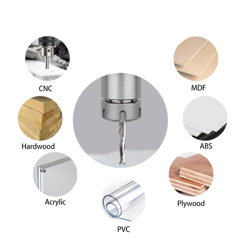 CNC Router Bits, 1/8" Shank End Mill, 1/16" Cutting Dia Flat Nose Carbide Endmill Tool Set for Wood PVC MDF