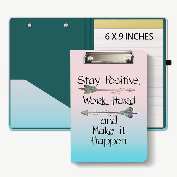 Hongri Mini Clipboard Folio, Standard A5 Size 6" x 9", Refillable Lined Notepad, Interior Storage Pocket, Cute Custom