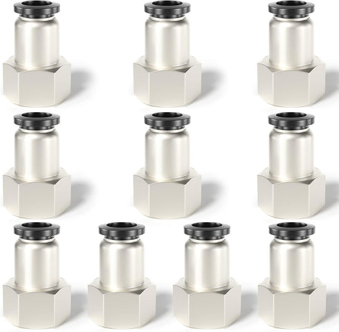 TAILONZ PNEUMATIC Female Straight 5/16 Inch Tube OD x 1/4 Inch NPT Thread Push to Connect Fittings (Pack of 10)