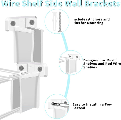 OXDFK 6 Closet PCS Wire Shelf End Bracket, Plastic Shelves Brackets with Screws, Heavy Duty Wall Mount Brackets