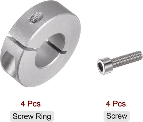 HARFINGTON 4pcs Shaft Collar 18mm Bore Aluminum Alloy Set Screw Split Clamp-On Collars for Wheel Barrow Axle, Industry