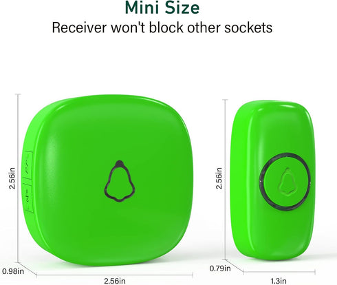 SECRUI Wireless Doorbells for Home, Classrooms, Apartments, 1000Ft Range, Waterproof, Adjustable Volume, M520+F55, Green