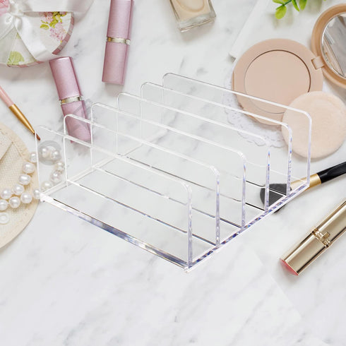 Desk Acrylic Organizer 2 Pack, 5 Compartments Mail Organizer, Clear Bill Money Holder for Charging
