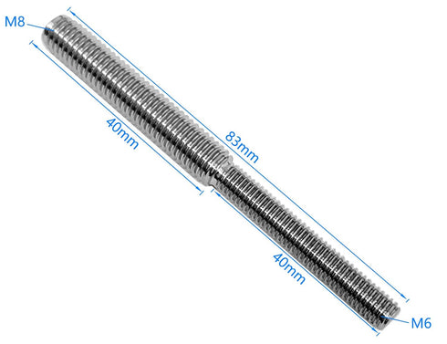 10x 304 M8 to M10 Stainless Steel Double End Threaded Stud Screw Bolts 80mm, Reduction Thread Adapter for Structural Columns Fasteners