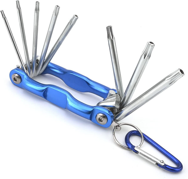 Utoolmart 8 in 1 Torx Key Set, Folding Combination Wrench Repair Tool for Torx Head Socket Screw T9-T40