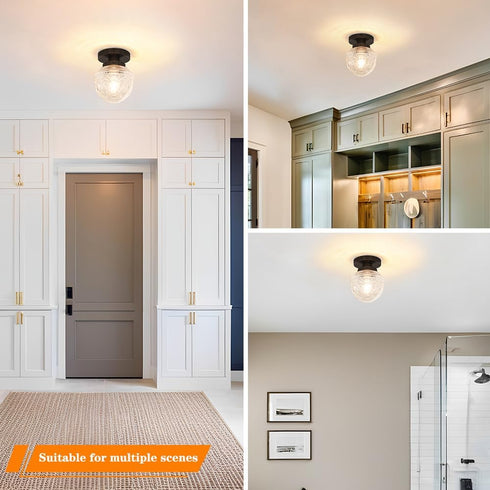 Closet DSMJFU Black Semi Flush Mount Ceiling Light, Small Hallway Light Fixture, Vintage Close to Ceiling Light Fixture