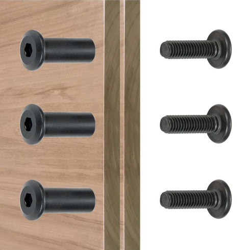 50 Sets Black M6x20mm Nut Bolt Binding Screw Rivet Socket Cap Kit for Wood Socket Cover Bolt Barrel Nut