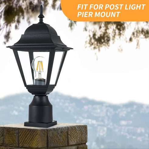 Pier Mount Adapter, Post Light Base for 3" Post Light Fixtures, Parts Kits Included, Matte Black