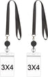 YOUOWO Black Lanyards with ID Badge Holder, 4x3 Vertical and Retractable Badge Reel Protector, 2 Pack