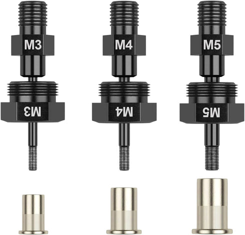 Beaspire 3 PCS Cordless Drill Electric Rivet Gun's M3, M4, M5 Mandrels
