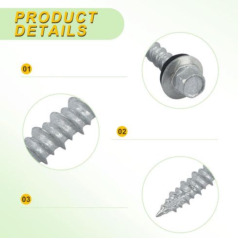 Metal Roofing Screws #10 x 1-1/2 inch Galvanized Hex Head, 260-PCS Self Tapping Screws with Test Hex Socket