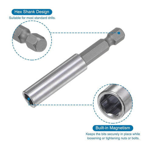 uxcell 150mm/6" Magnetic Drill Bit Holder Extension, 1/4" Hex Shank Quick-Change for Drills, DIY
