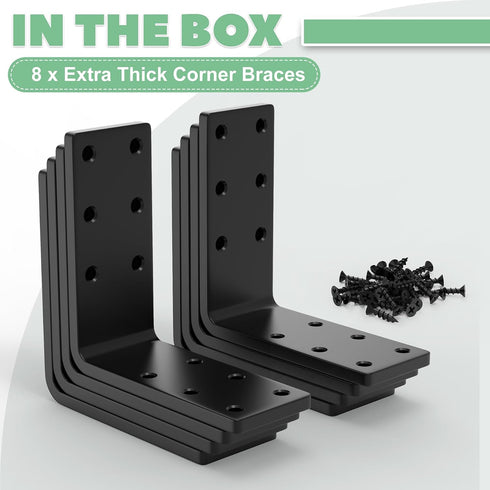 Furniture,8 3''x3''x1.2'' Braces,11-ga L Brackets for Wooden Pcs Corner Extra Thick Heavy Duty Shelf Bracket,Metal