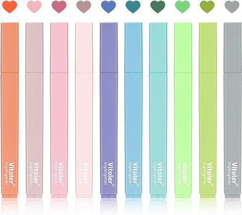 Vitoler 10Pcs Bible Highlighters with Soft Chisel Tip, Aesthetic Lake Colors No Bleed Highlighters, Cute Pastel Office