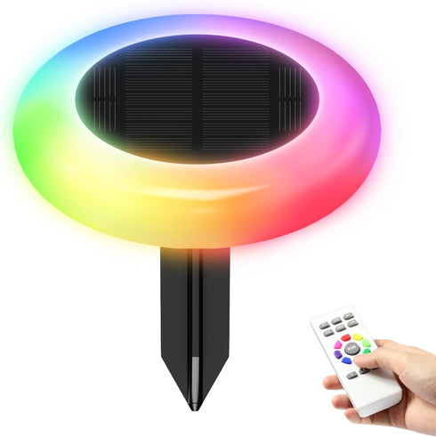 intelamp Solar Pathway Lights Outdoor, 2 Pack 9 Color Changing with Remote