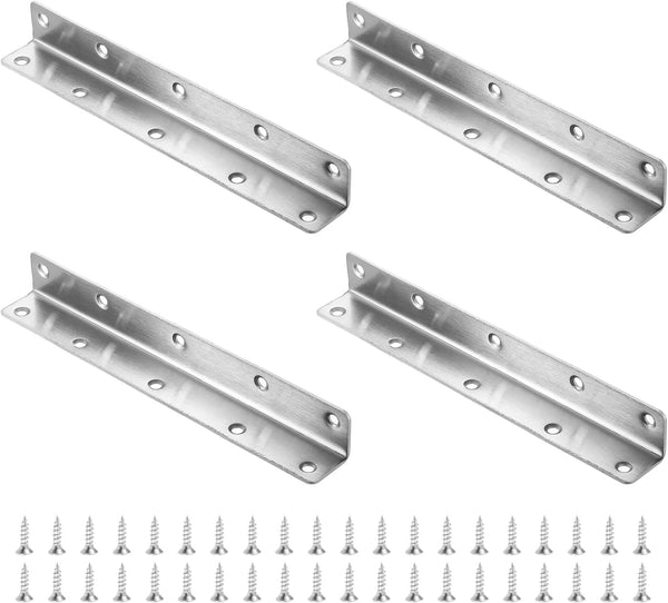 uxcell 4Pcs L-Shaped Brackets Corner Brace, 0.98"x0.98"x7.87" Corner Bracket Shelf Bracket Right
