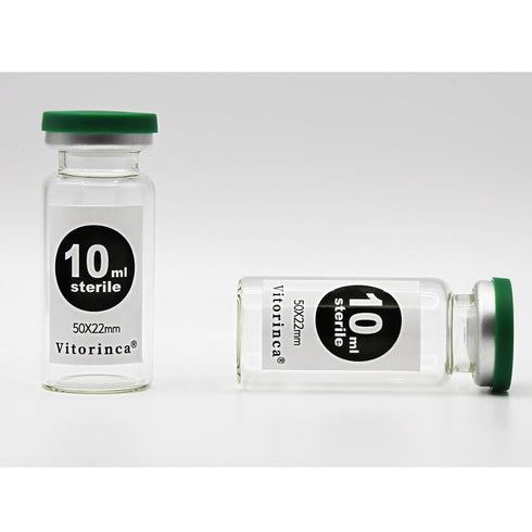 Vitorinca 10ml Sterile Glass Vials, 10 Packs-10ml Sterile Empty Vial with Self-Healing Injection Port and Flip Top Cap, Sterile Package, for use in sterile preparations and laboratory study