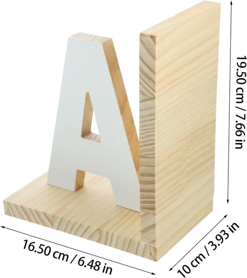 Homoyoyo Stylish Letter A Wooden Bookends - Decorative Book Holder for Desk