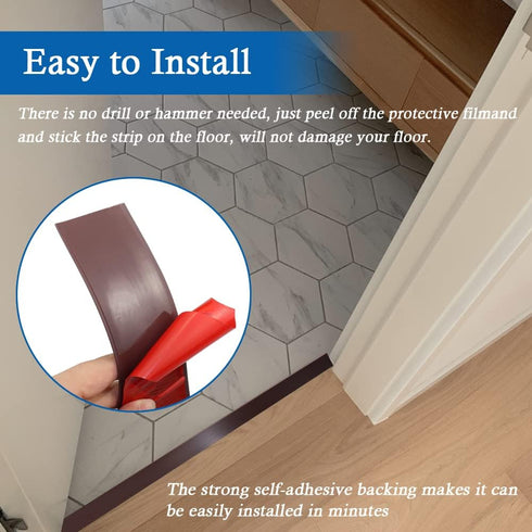 Floor Transition Strip, Self Adhesive Flooring Transitions Laminate Floor Strip, 2" Wide Vinyl Flat Divider (6.56Ft,