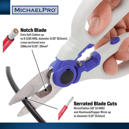 MichaelPro MP010025 6" Heavy Duty Electrician Scissors, Multi-Purpose Shears with Protective Sheath Included