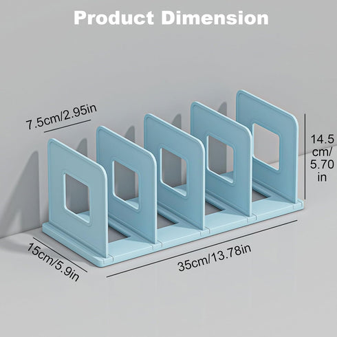 Marte Vanci 4 Slots Desktop File Sorter Organizer Purse Organizer Thickened Plastic Magazine Holder Bookshelf Rack Mail Divider for Office Desk Kitchen Shelf Closet Blue