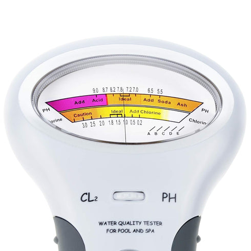 (CL2) Dual-Function Water Tester: pH & Chlorine Meter for Pools, Spas, Hydroponics & Drinking Water, Pools, Spas