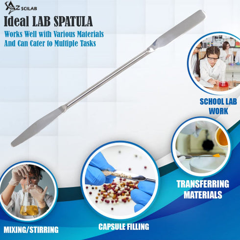 A2Z-DE003 Stainless Steel Double Ended Micro Lab Spatula Sampler, 7" Round & Tapered Arrow End
