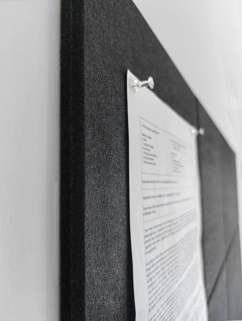 Large Black Cork Board Alternative - 12 Pack Felt Wall Tiles with Removable Adhesive Tabs for Office, Pin Board, Tack
