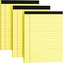 Legal Pads 8.5 x 11, 3 Pack Yellow Note Pads, Wide Ruled Notepads, 30 Sheets Per Notepad for School Office