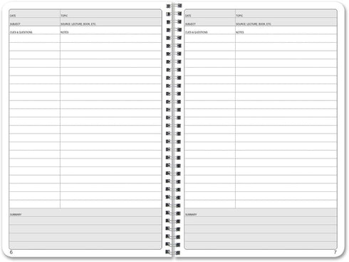 BookFactory Universal Note Taking System, 120 Pages, 6" x 9" Wire-O NoteTaking Notebook