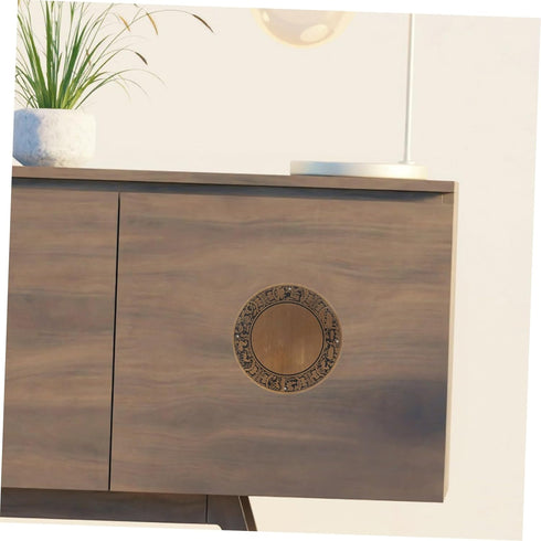 TEHAUX Copper Console Table Surface Plate Chinese Zodiac Design Antique Copper Backplate for Tv Stand and Bathroom Unit