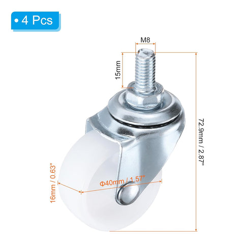 1.5 Inch 4 Pack 110lb/50kg PATIKIL Threaded Swivel Casters, Wire Shelf Caster Wheels Stem Wheels Wire Shelving Load
