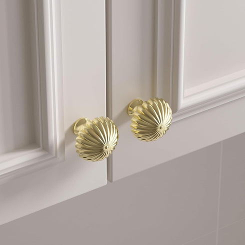 COOLHOOD 2Pcs Drawer Pulls Brass Dressers Knob Cupboard Handle Modern Furniture Handle Round Stripe Bedside Cabinet