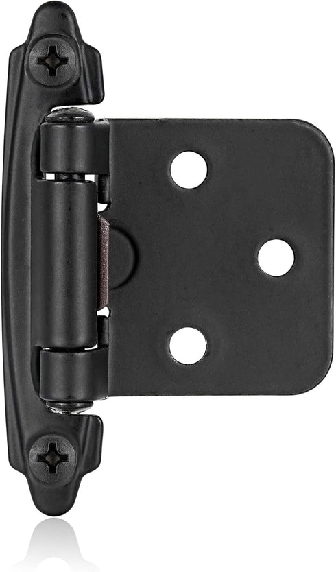 4 Pack (2 Pair) Matte Black Self Closing Cabinet Hinges for Flush Mount Kitchen Cabinet Door